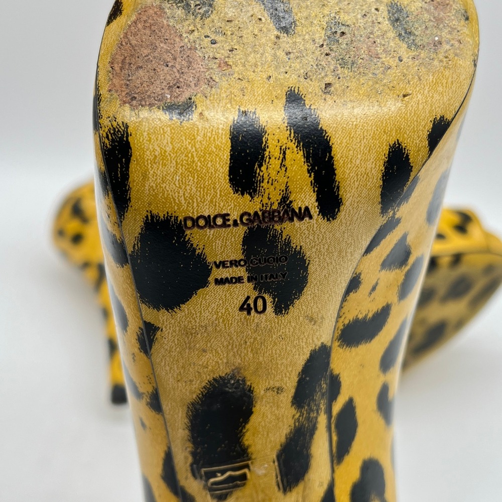 DOLCE & GABBANA Yellow Leopard Peep Toe Platform Pump 9.5 Black Animal Stiletto - Picture 8 of 16